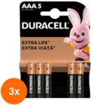 Duracell Set 3 x 5 Baterii Alcaline AAA, R3, Duracell (ROC-3xMAG1018324TS) Baterii de unica folosinta