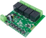 Smartwise 5V-32V négy áramkörös WiFi-s, Sonoff kompatibilis, távvezérelhető okos kapcsoló relé, kontakt kapcsolással és impulzus kapcsolási üzemmóddal (SMW-REL-532V-4)