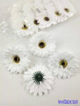  Gerbera selyemvirág fej 9, 5 cm - Fehér