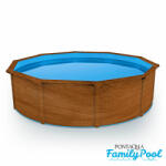 Pontaqua Family Pool kerek 460 x 120 cm, fa mintás, 0, 4mm PVC fólia, 2 gégecső, szkimmer, befúvó (MSA 303)