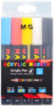 M&G Marker cu vopsea acrilica, varf rotund 2 mm, M-G, 5 culori/set