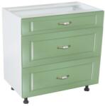 1 Corp inferior 80 cu 3 sertare metalice greutate Zebra MDF verde