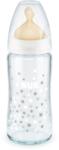 Nuk Стъклено шише с каучуков биберон NUK - First Choice, TC, 240 ml, 0-6 месеца, Бяло (10745122-Бял)