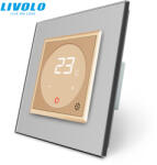 LIVOLO C7TMGS LIVOLO érintős hőmérséklet kapcsoló, termosztát, 250V 16A, arany-ezüst kristályüveg (C7TMGS)
