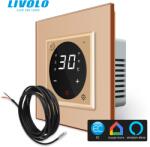 LIVOLO C77STMECG LIVOLO EC okos érintős szobatermosztát, padlóérzékelővel, 240V 16A, arany kristályüveg (C77STMECG)