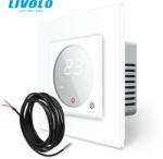 LIVOLO C77STMW LIVOLO érintős hőmérséklet kapcsoló, termosztát, padlóérzékelő szenzorral, 240V 16A, fehér kristályüveg (C77STMW)