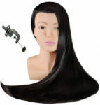  Enzo Alícia 70 fodrász babafej válakkal fekete, szintetikus hajból készült babafej tartó állvánnyal, fésülhető babafej, gyakorló fej