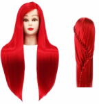  Enzo Iza gyakorló babafej 60 cm-es vörös termikus hajból, gyakorló fej, modellező fej