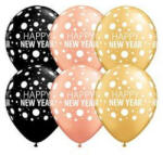  Qualatex 11" (28cm-es) - 25db/csomag - Happy New Year szilveszteri lufi, 80679 (LUFI943755)