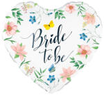 PartyPal Bride to be, szív alakú fólia lufi, virágos, 45 cm