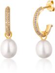 JwL Luxury Pearls Gyönyörű aranyozott karika fülbevaló valódi gyöngyökkel 2 az 1-ben JL0771 - vivantis