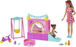Barbie Mattel Barbie Skipper Babysitters Inc. Bouncy Castle with Skipper Toddler and Accessories Backdrop (Doll House, Barbie Dream House with Accessories) (HHB67) - vexio Papusa