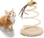  Jucarie interactiva pentru pisicute, Ascutitor ghiare, Model Soricel cu coada lunga, 15 x 23 cm, Bej (ESELL-D-WH-IF-MCT-APT-ZW8B)
