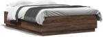 vidaXL barna tölgyszínű szerelt fa ágykeret LED-del 150 x 200 cm (3209610) - vidaxl