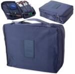 Verk Group Cipzáros kozmetikai- utazó táska 2 hálós zsebbel, 20cm x 17cm x 8cm, kék