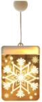 Verk Group Festett üveg led 3d-s ablak dekoráció, karácsonyi fény, hópehely minta, 11.5cm x 17cm, meleg fényű