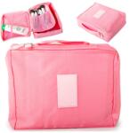 Verk Group Cipzáros kozmetikai- utazó táska 2 hálós zsebbel, 20cm x 17cm x 8cm, rózsaszín