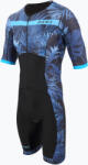 ZONE3 Combinezon de triathlon pentru bărbați ZONE3 Activate+ Tropical Palm Short Sleeve Full Zip Trisuit navy/blue