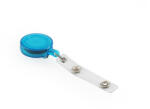 Bluering Névjegykitűzőhöz akasztós tartó, kék kihúzható kerek 60cm, zsinórral, patentos Bluering®