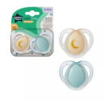 Tommee Tippee Set 2 Suzete ortodontice Tommee Tippee Night Time, 0-6 luni, Portocaliu-Verde, cutie sterilizare (5010415333803/1)