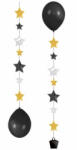 Amscan Anagram Set 3 greutati cutii plus cozi de baloane stele auriu, negru , argintiu de 50 cm