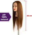 3 Cap manechin cu par 100% natural - lungime 60 cm - PREMIUM (I101HD)
