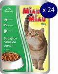 MIAU MIAU Pachet Plicuri Miau Miau cu Curcan, 24 x 100 g