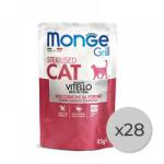 Monge 28 x Monge Cat Adult Sterilised Plic Grill cu Vitel, 85 g