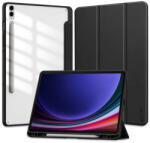 Samsung Tab S9 FE Plus (12.4) SM-X610 / X616B, mappa tok, közepesen ütésálló, érintőceruza tartóval, átlátszó hátlap, Trifold, TP SC Pen Hybrid, fekete - mobilkozpont