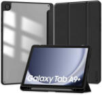 Samsung Tab A9 Plus (11.0) SM-X210 / X215 / X216B, mappa tok, közepesen ütésálló, érintőceruza tartóval, átlátszó hátlap, Trifold, TP SC Pen Hybrid, fekete - mobilkozpont