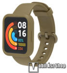  Okosóra szilikon szíj + óravédő szilikon keret (bumper) - BARNA - 120mm + 85mm hosszú - Xiaomi Redmi Watch 2 / Redmi Watch 2 Lite / Poco Watch