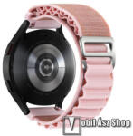  Okosóra Alpesi szíj - egybe­szőtt szövet­, Z kapocs, légáteresztő, állítható - RÓZSASZÍN - 210mm hosszú, 22mm széles - SAMSUNG Galaxy Watch 46mm / Watch GT2 46mm / Watch GT 2e / Galaxy Watch3 45mm / H