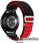  Okosóra Alpesi szíj - egybe­szőtt szövet­, Z kapocs, légáteresztő, állítható - FEKETE / PIROS - 210mm hosszú, 22mm széles - SAMSUNG Galaxy Watch 46mm / Watch GT2 46mm / Watch GT 2e / Galaxy Watch3 45m