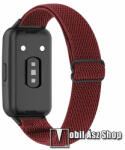  Okosóra szíj - fonott szövet, sztreccses, állítható, csatos, légáteresztő - BORDÓ - 110mm-200mm-ig állítható hosszúság - SAMSUNG Galaxy Fit3 (SM-R390)