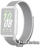  Okosóra szíj - szövet, légáteresztő, tépőzáras - 210mm hosszú - SZÜRKE / FEHÉR - SAMSUNG Galaxy Fit3 (SM-R390)