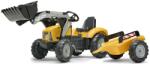 FALK pedálos traktor SUPER LOADER 2054AM rakodóval és pótkocsival - sárga