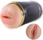 Lonely - masturbator 2 orificii gură și vulvă - material natur, negru