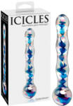 Icicles Nr. 08 - dildo cu două capături, ondulat, din sticlă (transparent-albastru) (05402420000) Dildo