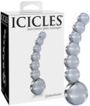Icicles No. 66 - dildo din sticlă curbat cu bile - transparent (05404040000) Dildo