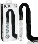 Icicles No. 38 - dildou din sticlă transparentă și bici din piele - negru (05403070000) Dildo