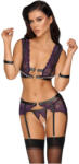 Cottelli Collection Bondage - set de lenjerie cu cătușe pentru mâini (negru-violet) - M (22144401031)