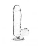 Addiction Crystal - dildo cu ventuză și testicule (transparent) - 15cm (677613861207) Dildo