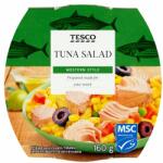 TESCO csíkoshasú tonhal saláta kukoricával, sárgarépával, savanyú uborkával, olívabogyóval 160 g
