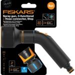 Fiskars Comfort locsolópisztoly, 3 funkciós + CF tömlőcsatlakozó 13-15mm, STOP - warnex