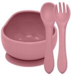  Petite & Mars Take & Match Szilikon 3 részes étkészlet, tál+evőeszközök - Dusty Rose rózsaszín 6hó+