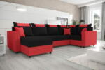  Veneti SANVI LONG elegáns U alakú ülőgarnitúra - fekete / piros, jobbos