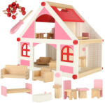 Inlea4Fun Casa de papusi din lemn 36cm - alb/roz (IA-KX4351) Casuta papusi