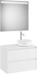 Roca Ona két fiókos mosdószekrény Pack tükörrel, jobboldali ráültethető mosdóhoz, matt fehér színben 794 x 457 (A851715509)