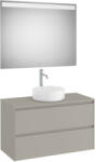 Roca Ona két fiókos mosdószekrény Pack ráültethető mosdóhoz, tükörrel, matt szürke színben (994 x 457) (A851718510)