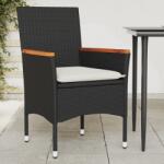 vidaXL 2 db fekete polyrattan kerti szék párnával (368119) - vidaxl